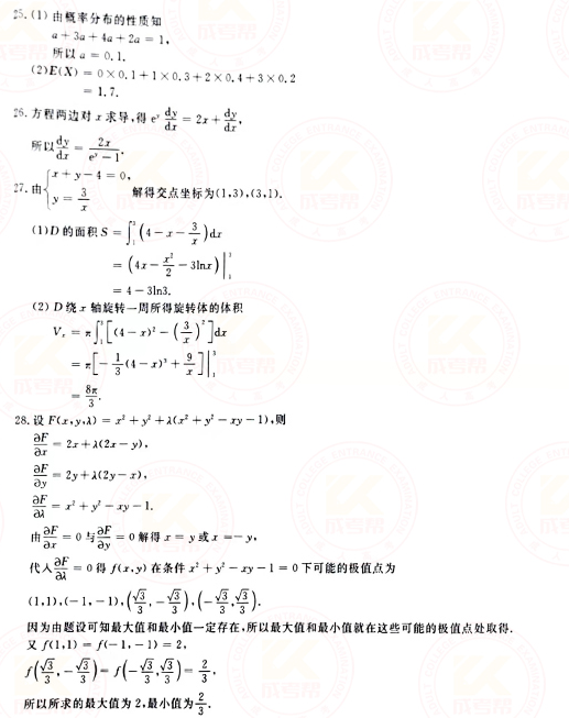 2021年成人高考專升本高數(shù)(二)真題及答案！-8